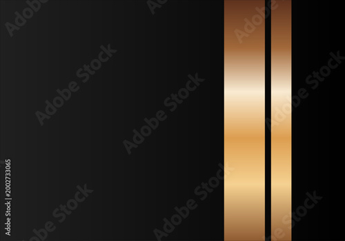 Fondo oscuro elegante con dos franjas verticales metálicas doradas a la derecha y espacio para texto a la izquierda