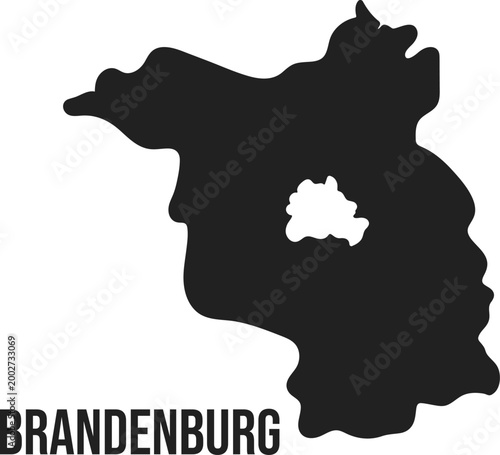Brandenburg State Silhouette Map Flat,Germany,Minimal Black Vector,Isolated on Transparent Background
