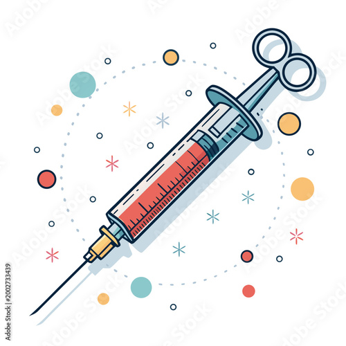 Depicting Bold Stroke Dental Syringe Anesthesia Tool Elegant High-Quality Stock Image