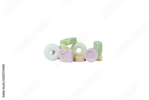 Принти на полотні Children’s Candies of Various Shapes and Colours Isolated on White Background, S