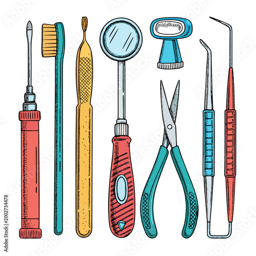 Showcasing Bold Stroke Dentist Tools Elegant Creative Visual