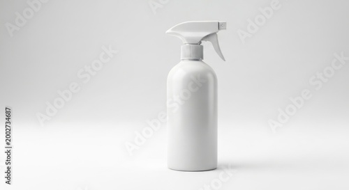 White trigger spray bottle on a seamless, bright, neutral background
