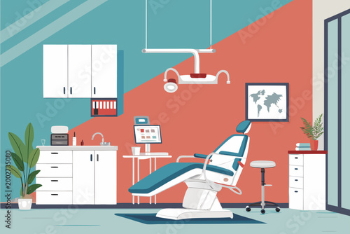 Vibrant Dentist With Dental Chair And Professional Photo