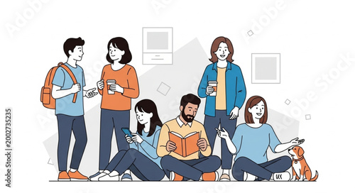 Group of young adults socializing together.