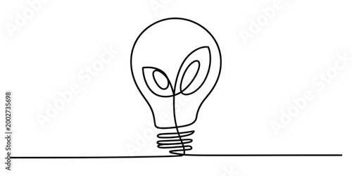 Light bulb plant sprout line art