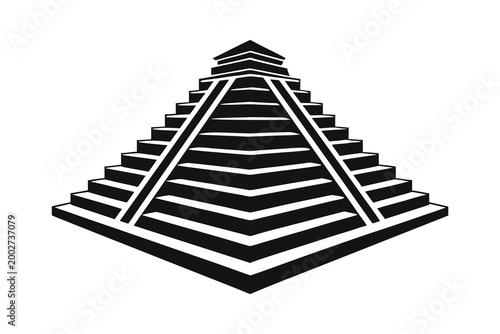 Stylized illustration of a step pyramid with architecture structure geometric illustration monument abstract civilization construction