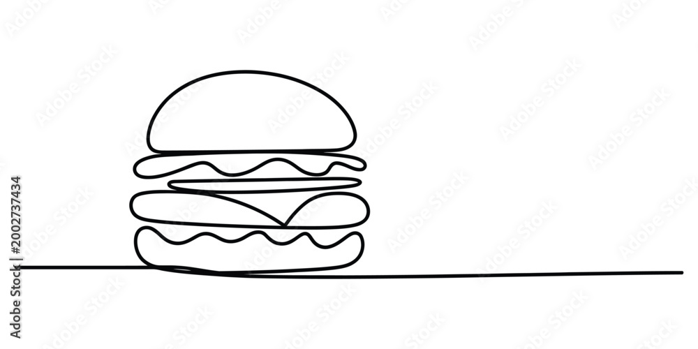 Fototapeta premium One line drawing of a hamburger
