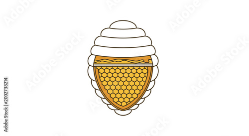 Golden Honeycomb Illustration on White Background