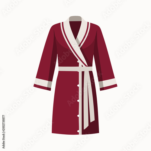 Maroon Bathrobe with White Trim and Belt