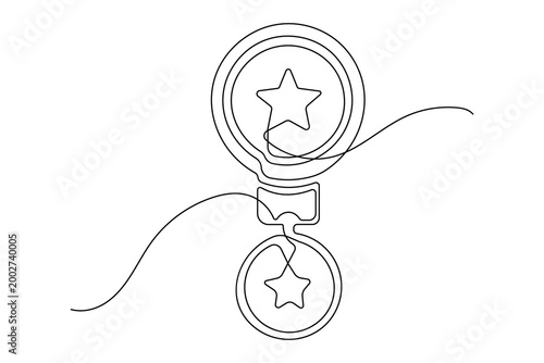 Medal achievement badge continuous one line art simple minimalist symbol