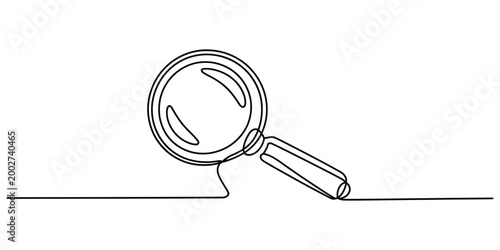 Magnifying glass drawn in continuous line style