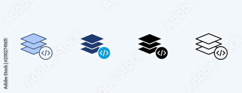 Layer Code Multiple Icon Illustration Vector