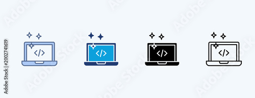 Clean Code Multiple Icon Illustration Vector