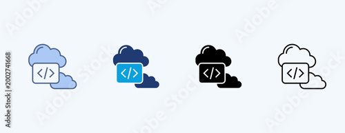 Cloud Coding Multiple Icon Illustration Vector