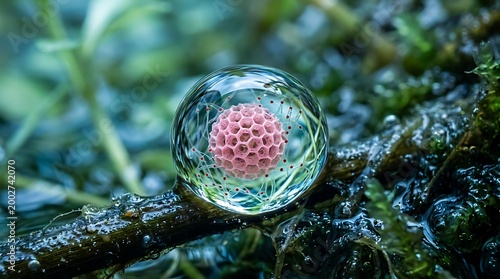 Microscopic View of a Cellular Sphere in a Water Droplet