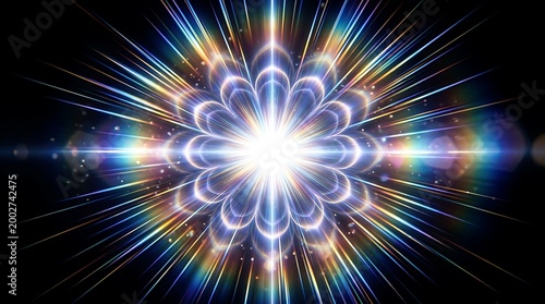 Radiant Cosmic Explosion with Fractal Light Patterns