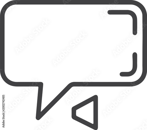Minimal speech bubble icon, geometric shape, clean vector, white background, flat design, vector