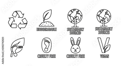 Collection of environmental and eco friendly icons and symbols.
