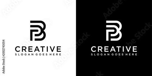 PB or BP initial letter logo design vector