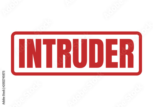 Red rectangular rubber stamp mark with the word intruder written in bold capital letters for security