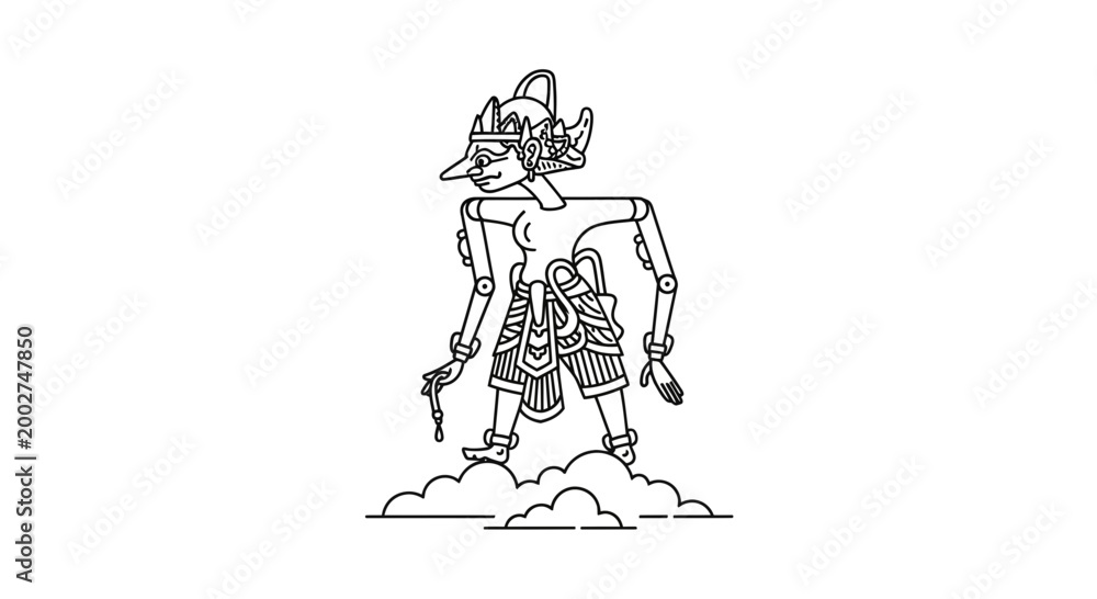 Fototapeta premium Traditional Indonesian Wayang Kulit Puppet Character Outline