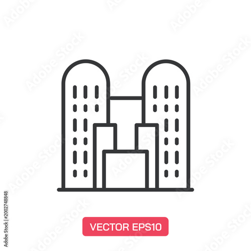 Building icon. Thin line icon vector