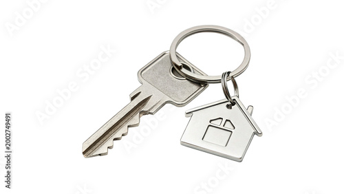фотографія Key and house keychain isolated on transparent background cut out