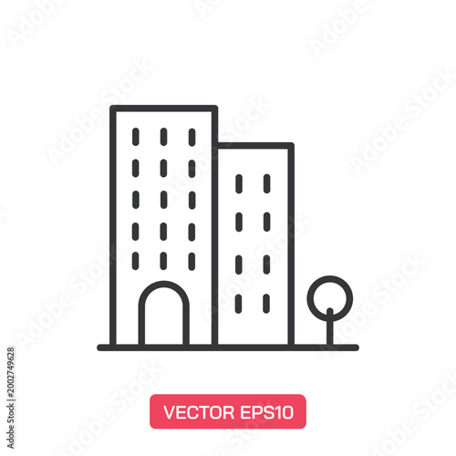 Building icon. Thin line icon vector