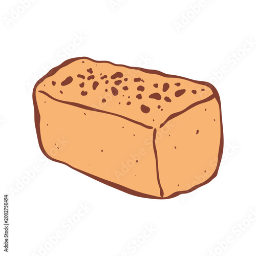 Isolated sprinkled seeds loaf of bread in drawing style. Flat vector illustration. Perfect design for menu, recipe, print, food blog, scrapbooking