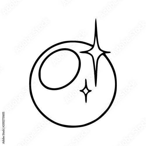 magic 8 ball illustration with sparkling stars for fortune telling