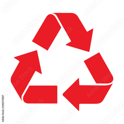 Tableau sur toile Red recycling symbol icon for environmental waste management design isolated on