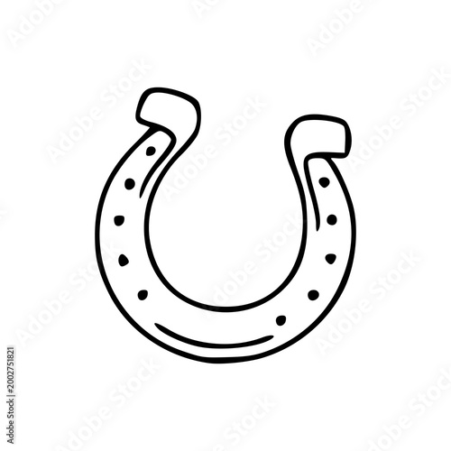 Schilderij op canvas doodle horseshoe vector drawing, traditional good luck symbol