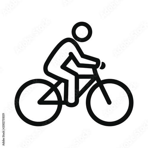 Cuadro en lienzo Simple line icon of a person riding a bicycle isolated on white background