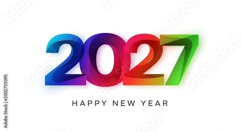 Vibrant and colorful 'happy new year 2027' graphic design for celebrations and festive occasions