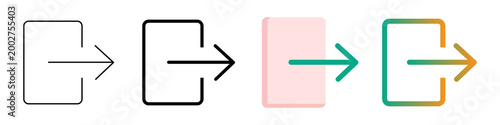 Quadro su tela Exit and logout icons collection with arrow pointing out of rectangle frame in multiple color ways on transparent background png