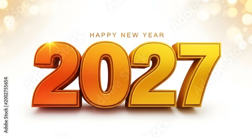 Golden 'happy new year 2027' text on a blurred background a festive new year greeting image