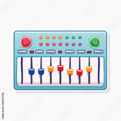 Cartoon Audio Mixer with Faders and Knobs