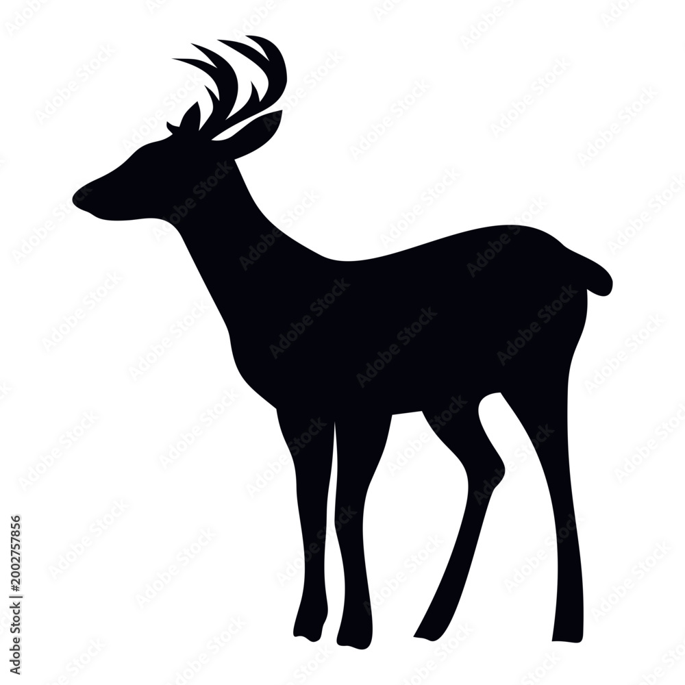 Obraz premium Reindeer Silhouette Isolated on White Background. Vector Illustration.
