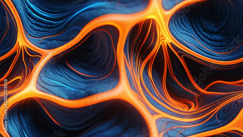Blue Orange Fluid Organic Network Seamless Texture