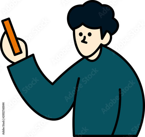 Man brainstorming on phone timeline