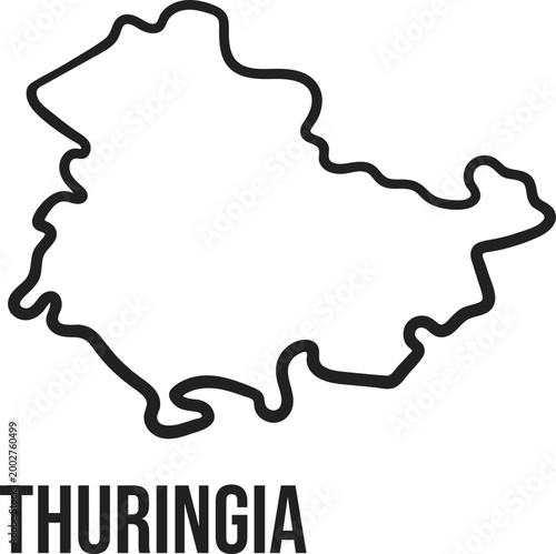 Thuringia State Simplified Map Outline, Germany, Minimal Black Vector, Isolated on Transparent Background