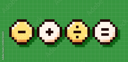 Back to School pixel art mathematical symbols.