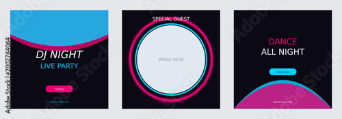 DJ Night Party Neon Music and Club Event Template