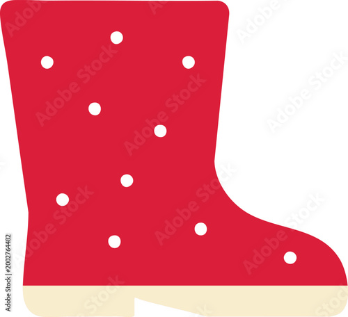 Red polka dot rain boot illustration