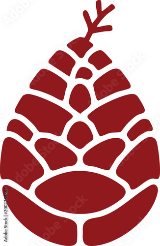 Stylized red pine cone illustration