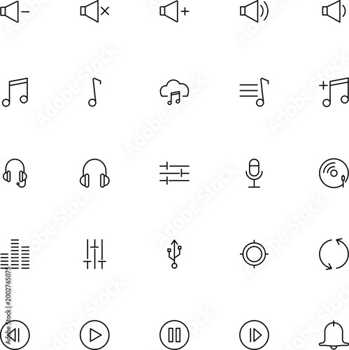 set of web icons, set of sounds icons