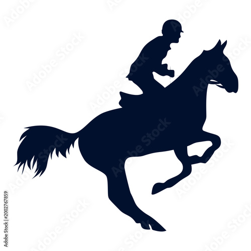 Horse Jockey Silhouette Isolated on White Background. Vector Illustration.
