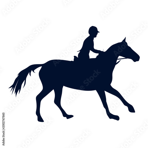 Horse Jockey Silhouette Isolated on White Background. Vector Illustration.