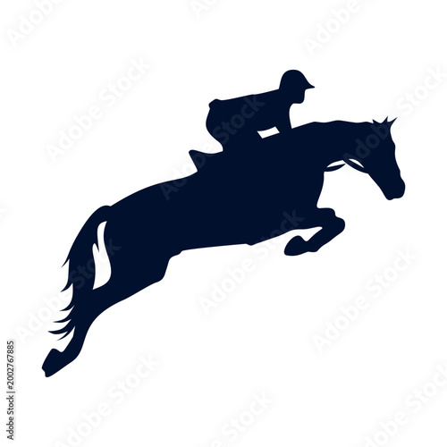Horse Jockey Silhouette Isolated on White Background. Vector Illustration.