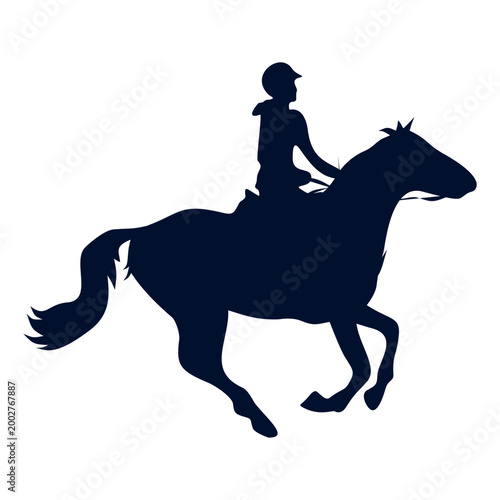 Horse Jockey Silhouette Isolated on White Background. Vector Illustration.